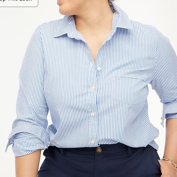 J crew Button-up cotton poplin shirt in signature fit banker blue - Picture 1 of 4